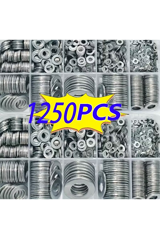 طقم 1250 قطعة من حلقات التثبيت المسطحة المصنوعة من الفولاذ المقاوم للصدأ - مادة متينة من الفولاذ المقاوم للصدأ