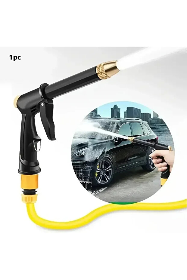 1pc black 1pc Portable High-Pressure Water Hose Nozzle - Adjustable Spray for Garden, Car Washing &