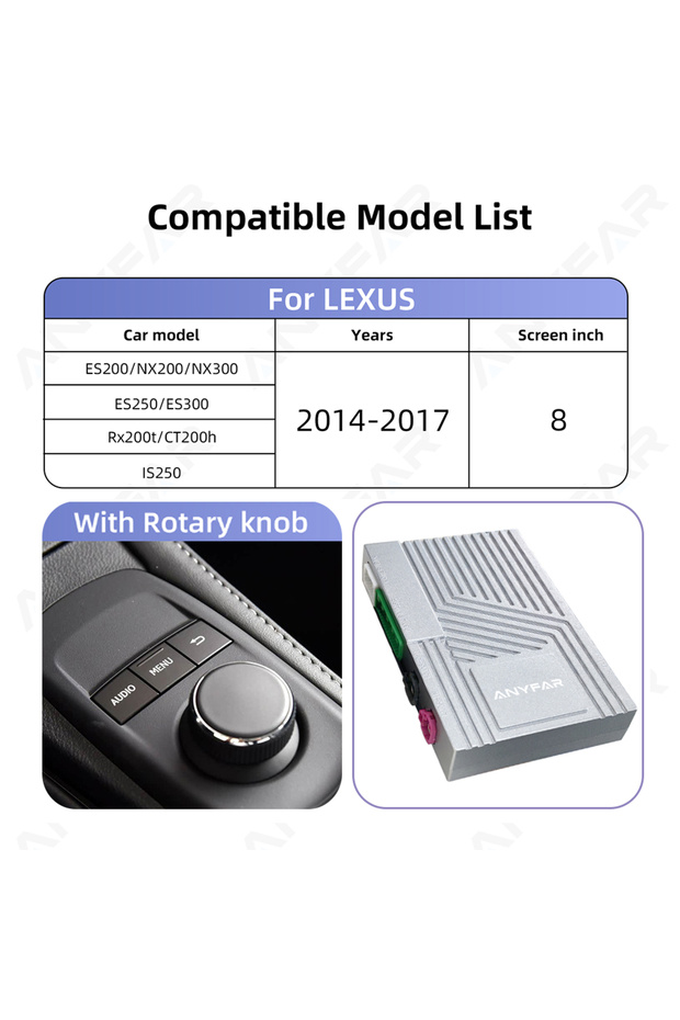 With Knob Wireless CarPlay for Lexus NX RX IS ES GS RC CT LS LX LC UX GX, 2012-2022 Android Auto Mir