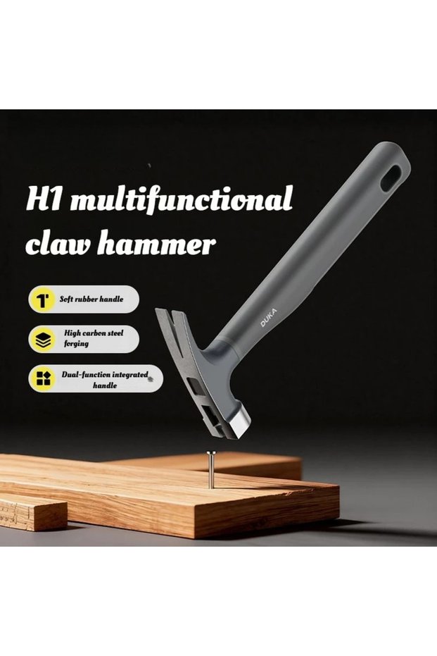 H1 DUKA Multifunctional Claw Hammer 8 OZ High Carbon Steel Claw Hammer Anti-skid Shockproof Woodwork