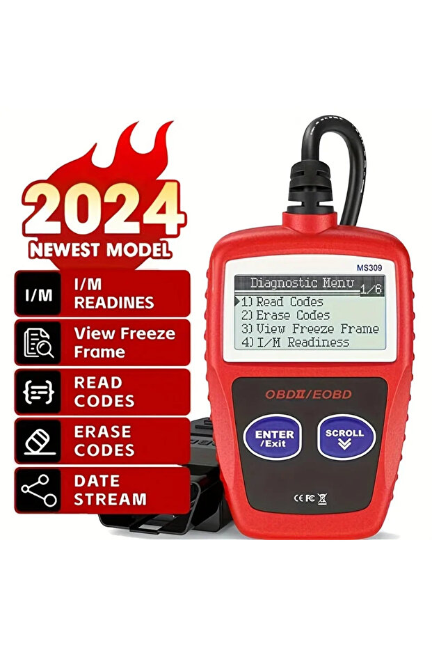 جهاز تشخيص أعطال السيارات المتقدم من ريد بلس - جهاز قراءة رموز الأعطال MS309 OBD2 OBDII EOBD المُطوّر مع - 1