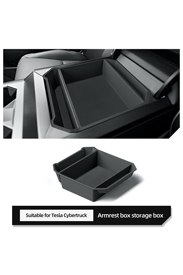 Black 1pcs For Tesla Cybertruck Car Center Cole Armrest Box Storage Box Organizing Tidying Storage T