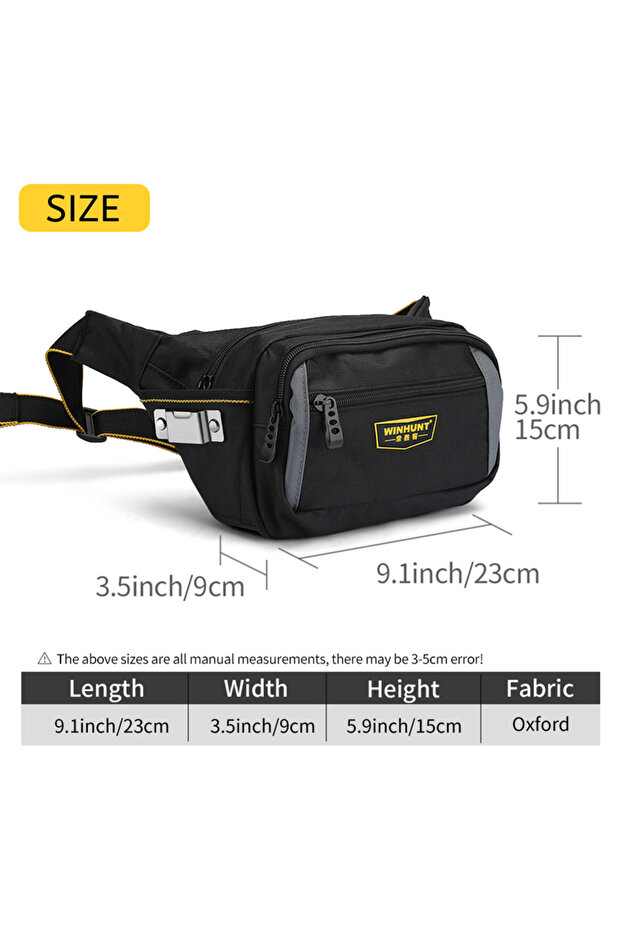 black Heavy-Duty Electrician's Waist Bag - Durable Oxford Cloth, Multi-Pocket Tool Organizer for Hom