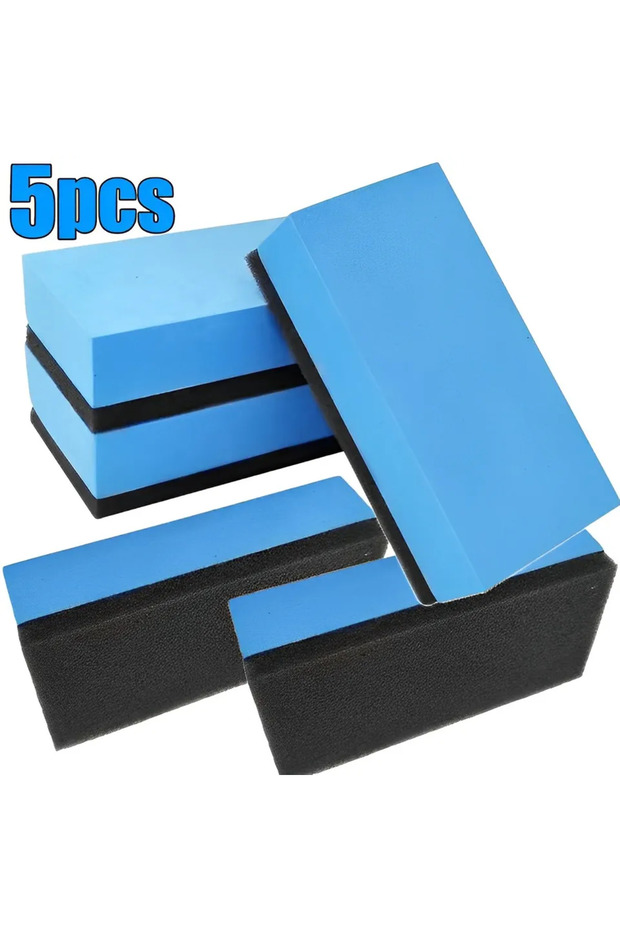 Blue 5pcs Car Ceramic Coating Sponges With Cloth Applicator Glass Nano Wax Coat Polishing Eraser Pad