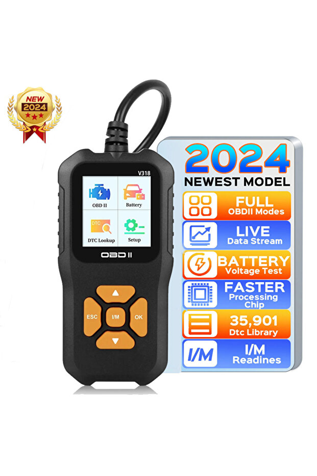 جهاز فحص OBD2 طراز V318 بشاشة ملونة متعدد اللغات لقراءة أكواد أعطال المحرك