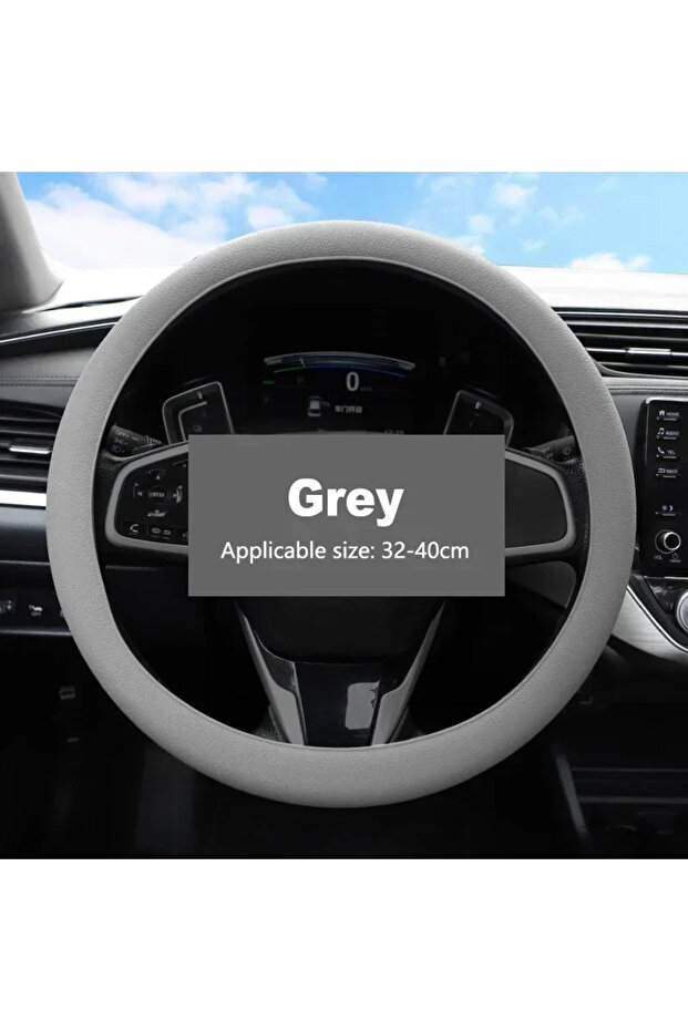 Grey Car Silicone Steering Wheel Cover Soft Wear-resistant Non-slip Steering Wheel Auto Protective S