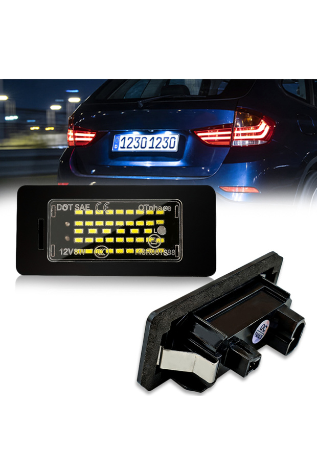 مصباحان LED أبيضان 6000 كلفن للوحة ترخيص السيارة، ملحقات سيارات لسيارات BMW E46 X5 E70 X6 E71 E7