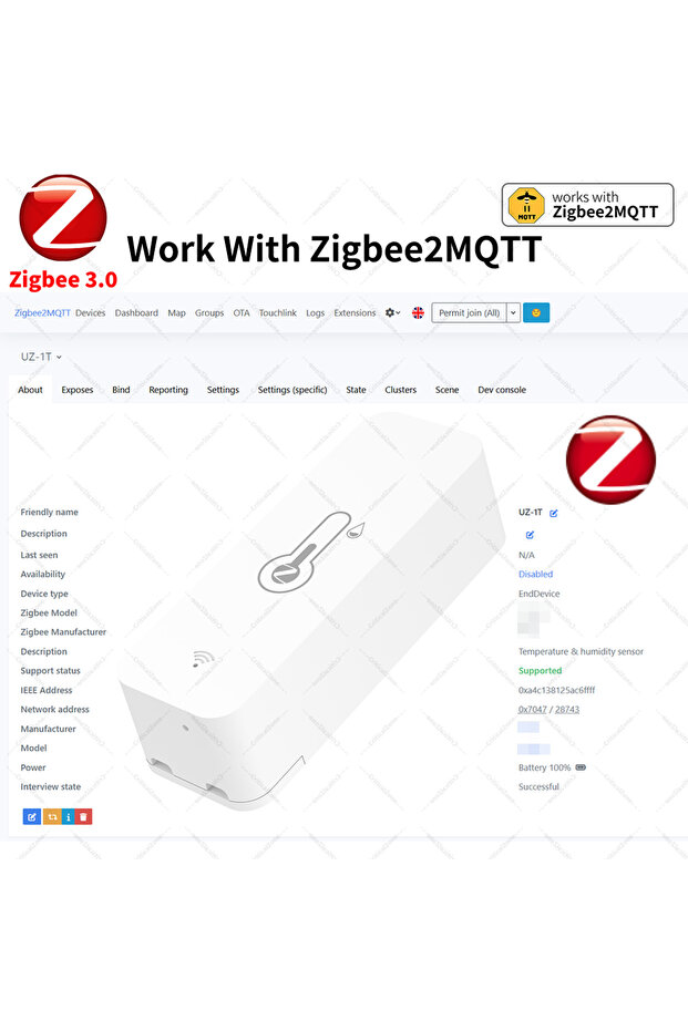 Zigbee 3.0 Temperature and Humidity Sensor Zigbee Hub Required - 3