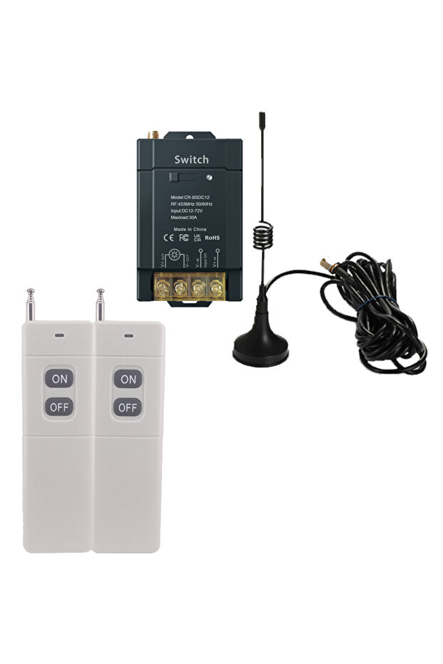 مفتاح تحكم لاسلكي عن بعد BLACK-DC1P2R، يعمل بجهد 12-72 فولت تيار مستمر، مزود بمرحل 40 أمبير، مناسب لإضاءة محركات مضخات المياه.