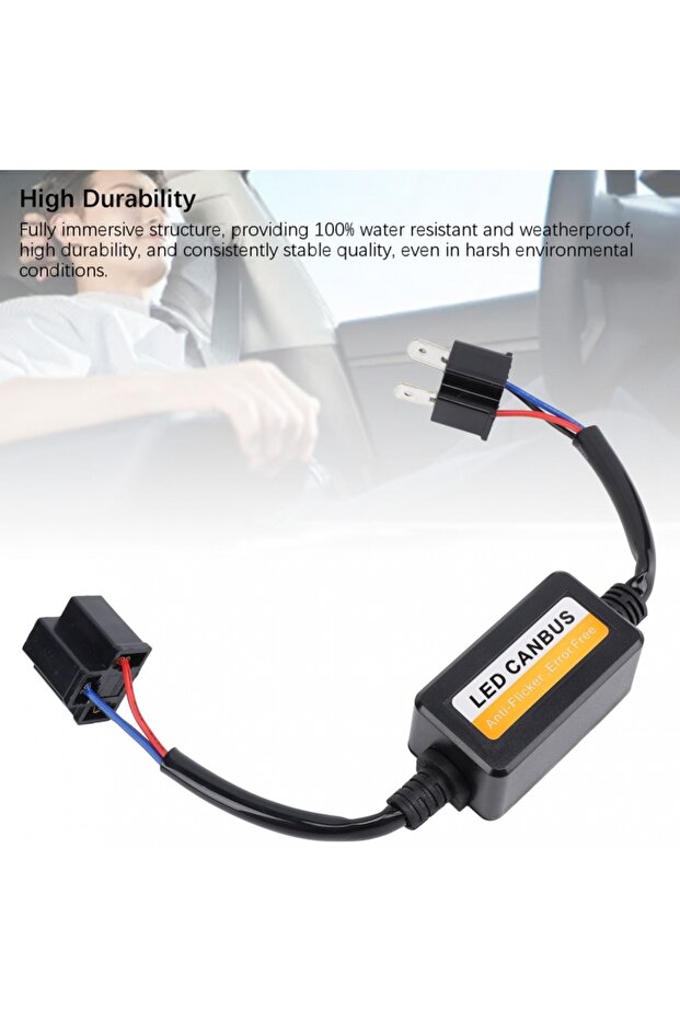 قطعتان من وحدة فك تشفير CANbus LED H4، تعمل بجهد تيار مستمر من 9 إلى 16 فولت، سهلة التركيب والتشغيل، مقاومة لمصابيح LED الأمامية، مزودة بمقاومة فك التشفير. - 7