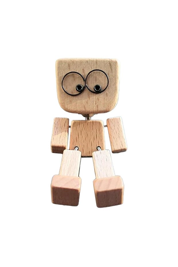 YELLOW Creative Car Decorative Dolly Wooden Figure Cute Desktop Decoration Aromatherapy Gift Good Th