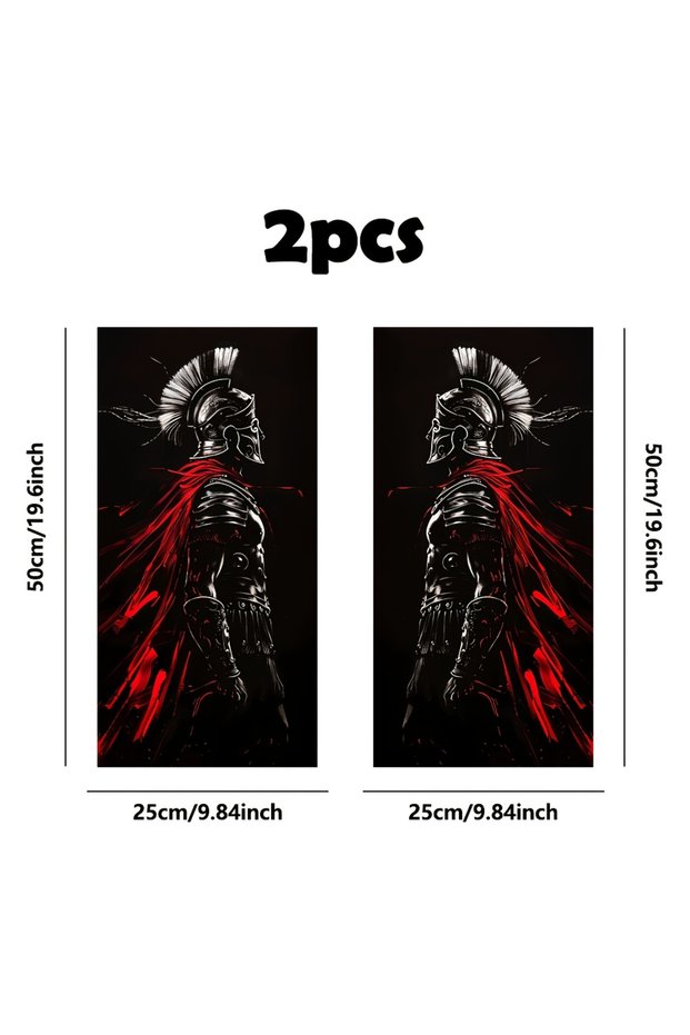 2pcs Spartan Warrior Cartoon Car Sticker Waterproof Scratch Resistant Vinyl Sticker for Glass Metal