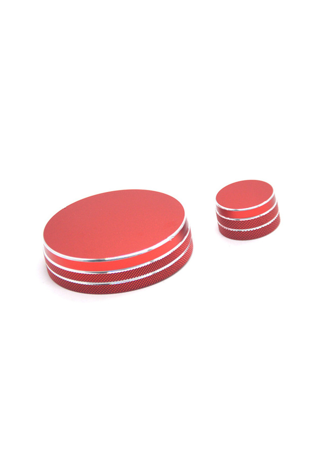 Red 2pcs Metal Center Console Media Function Volume Knob Decoration Cover For Mazda 3 2020-2024 Inte