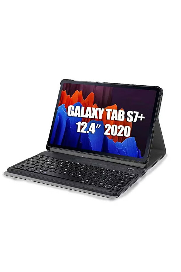 غطاء ذكي خفيف مع لوحة مفاتيح لاسلكية قابلة للفصل مغناطيسيًا لجهاز Galaxy Tab S7+ باللون الأسود