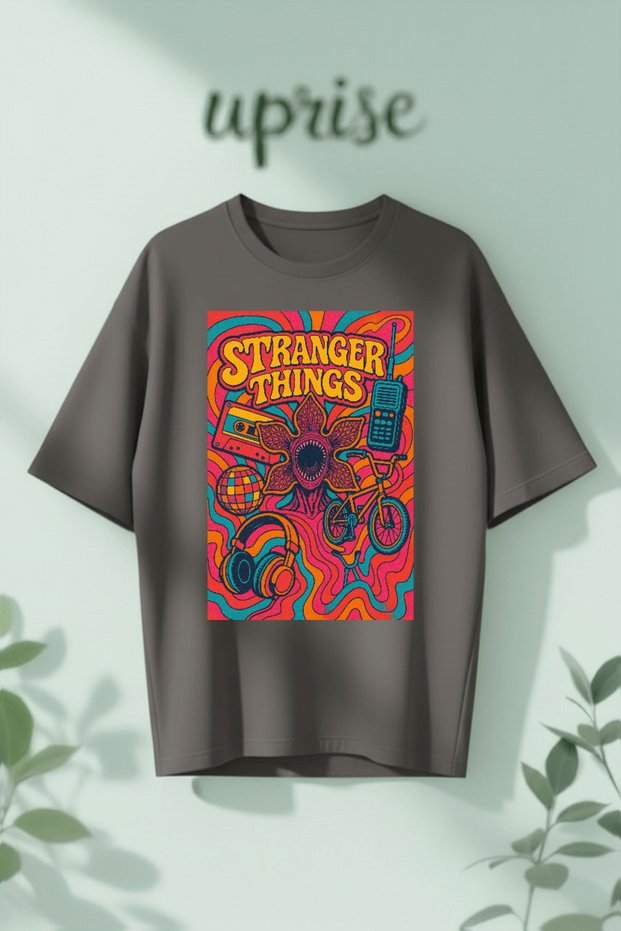 Stranger Things Design Printed Cotton of Oversized T-Shirts