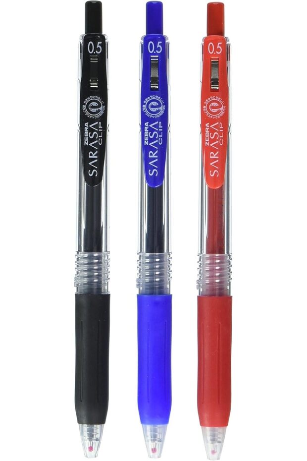 Zebra Sarasa Clip Gel Ink Ballpoint Pen, 0.5mm, 3 Color Set