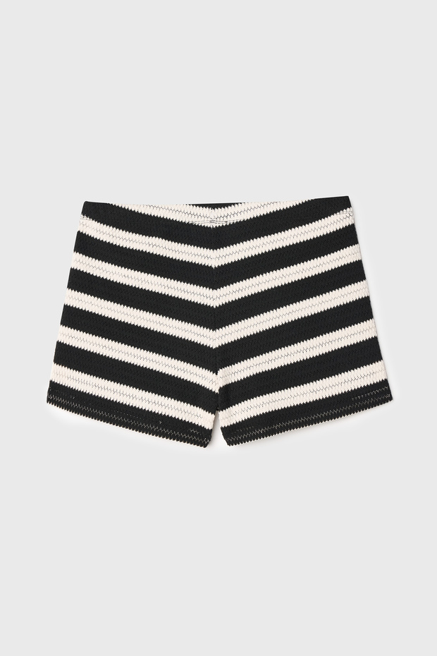 ÇİZGİLİ ÖRME MİNİ ŞORT - 2