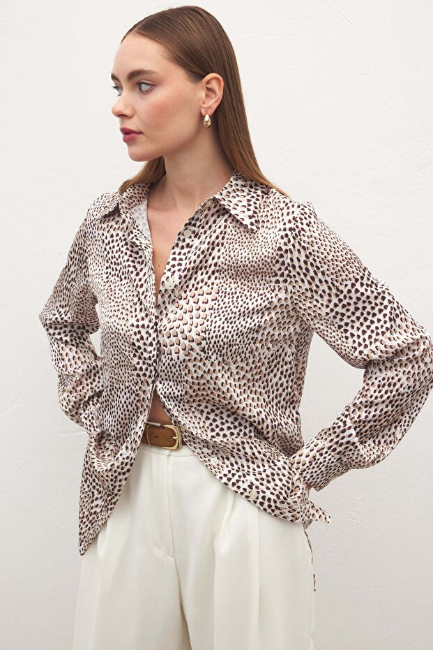 قميص كلاسيكي منقوش - بني - 2