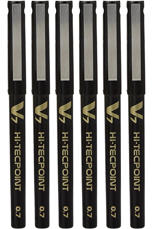 BX V7 Black Hi-Tecpoint Fine Rollerball Pen 0.7mm Nib Tip 0.5mm Line Width (Pack Of 6)