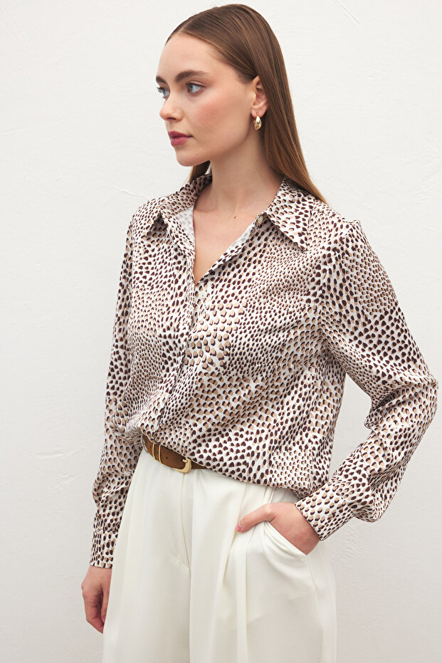 قميص كلاسيكي منقوش - بني - 4