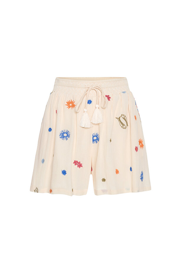 NAKIŞLI BELİ LASTİKLİ ŞORT - 1