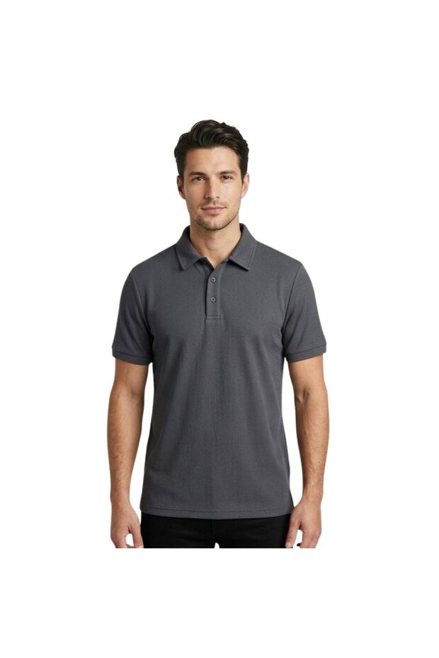 Buttoned Polo Collar Men's T-Shirt Otoban Fume