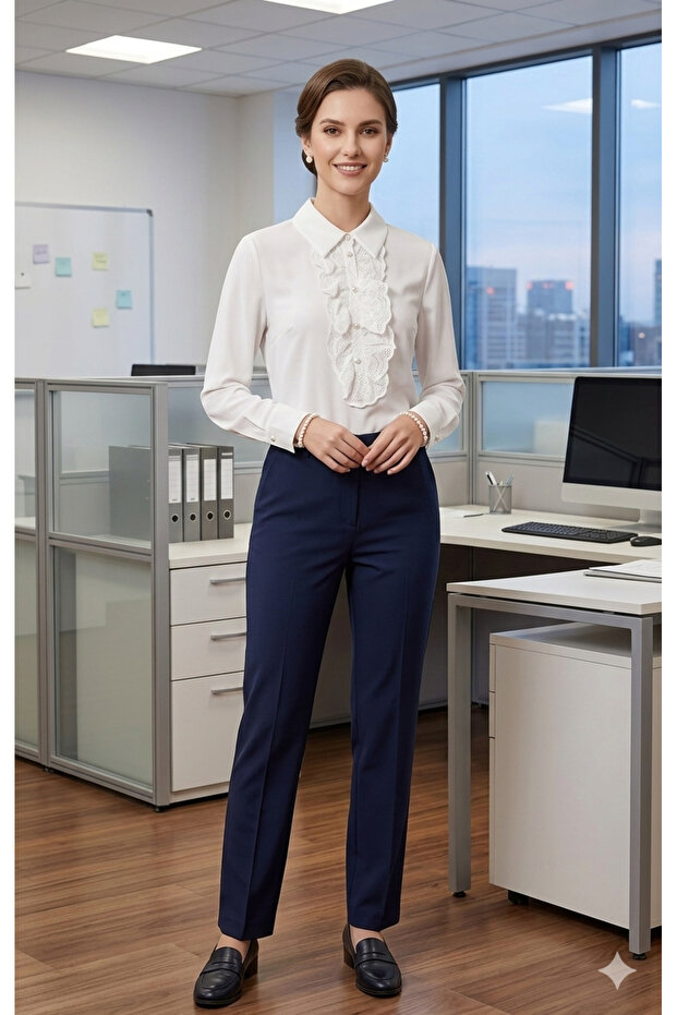 Dantelli uzun kol gömlek - 2