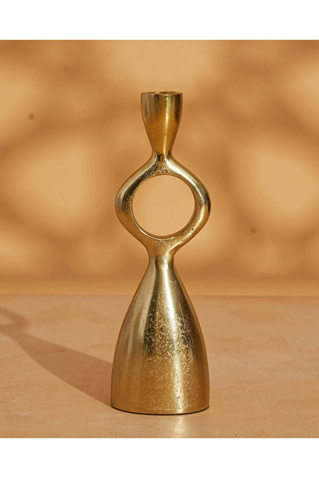 Gold Textured Metal Taper Candle Holder 25x8x6Cm