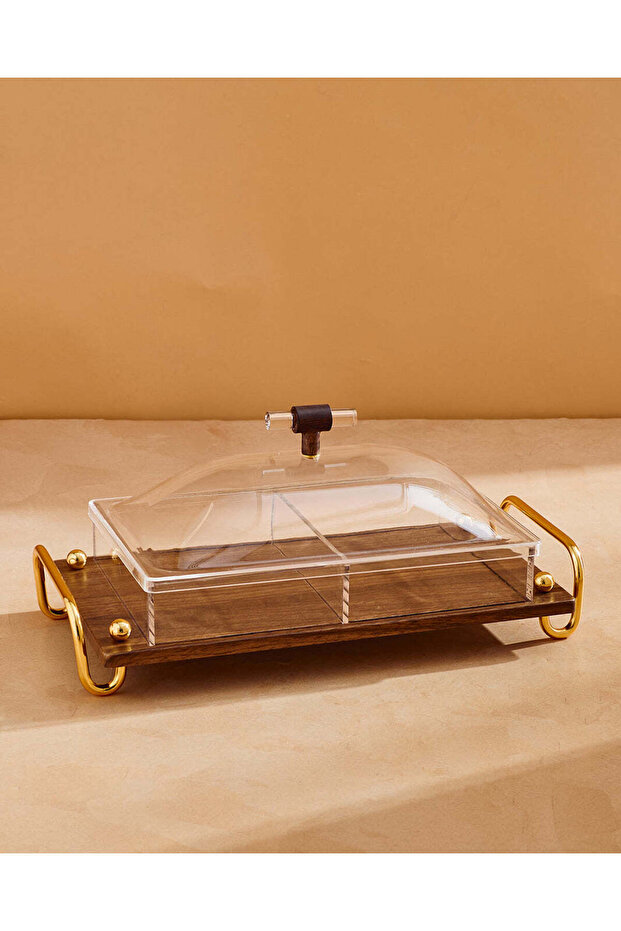 Brown Acrylic Candy Box With 2 Partitions