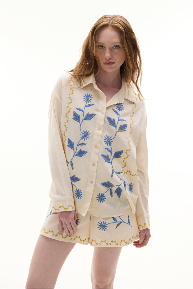 ETNİK NAKIŞLI RELAX FIT ŞORT - 3