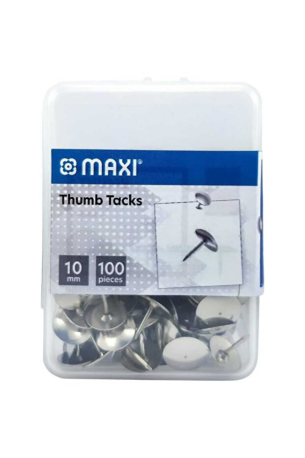 Thumb Tacks, 10mm, 100 pcs, Silver