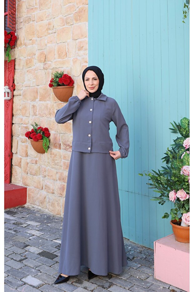 Jacket Buttoned Gilet Dress Gray Hnt8590