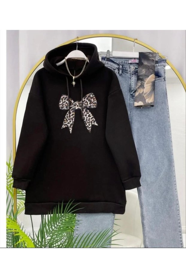 Women's Leopard Bow Printed Sweatshirt Brown