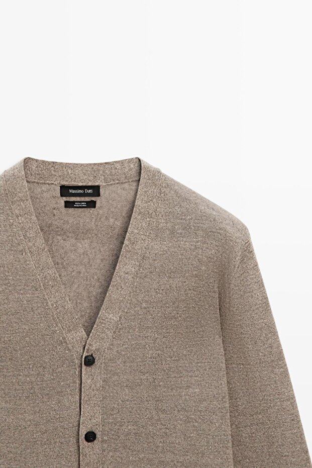 Linen button-down knit cardigan - 6