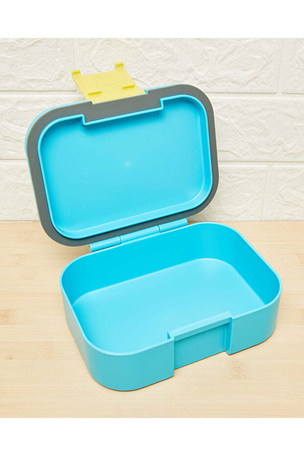علبة غداء مطبوع باللون الأزرق - 3