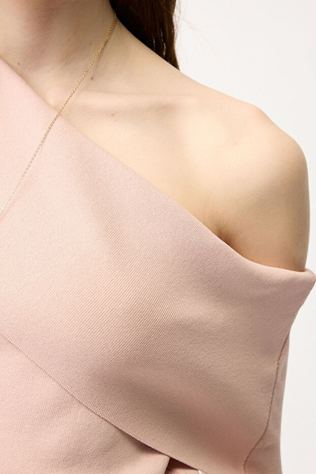 Düşük Omuz Triko Bluz - 5