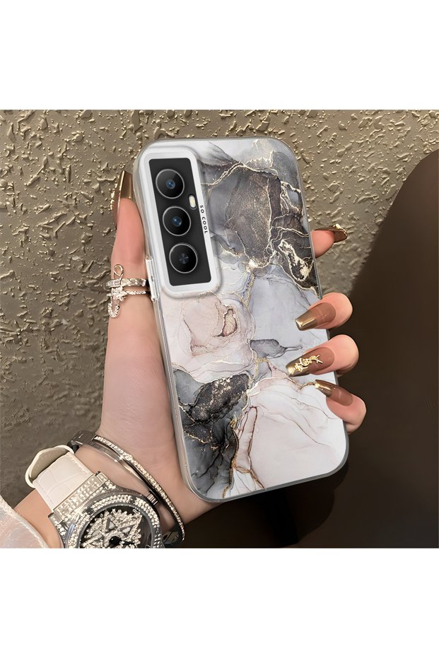 Realme C65 Compatible Silicone Edge Hard Back Anti-Fall Butterfly Patterned Phone Case
