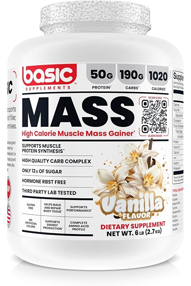 مكملات غذائية أساسية لزيادة الوزن بنكهة الفانيليا 6 أرطال - 1