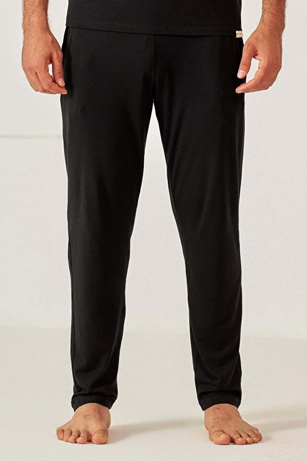 Men's Black Sweatpants with Tie-Detail Sweatpants