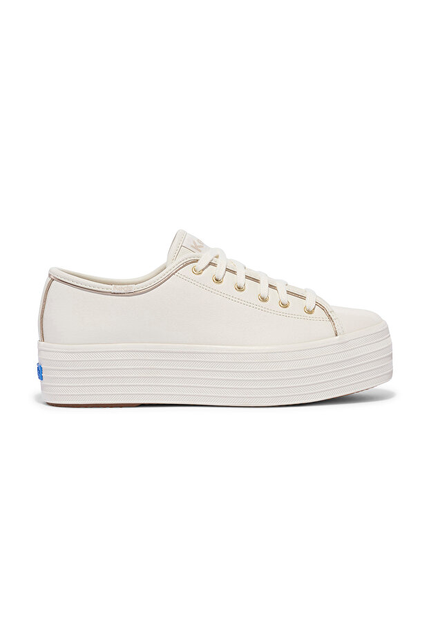 Women's Triple Up Leather Piping Casual Sneaker White