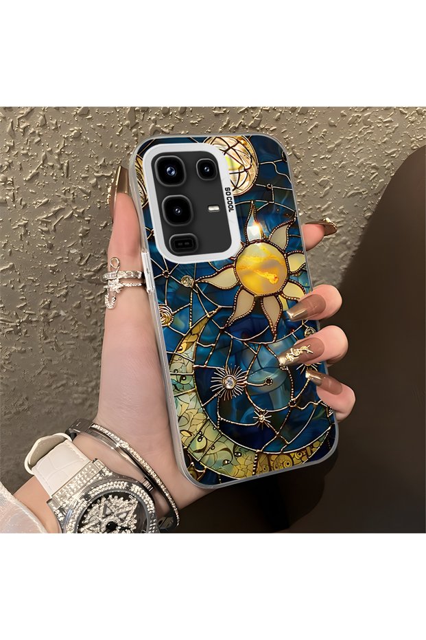 Infinix Note 50 4g Compatible Silicone Edge Hard Back Anti-Fall Phone Case Moon and Stars Patterned