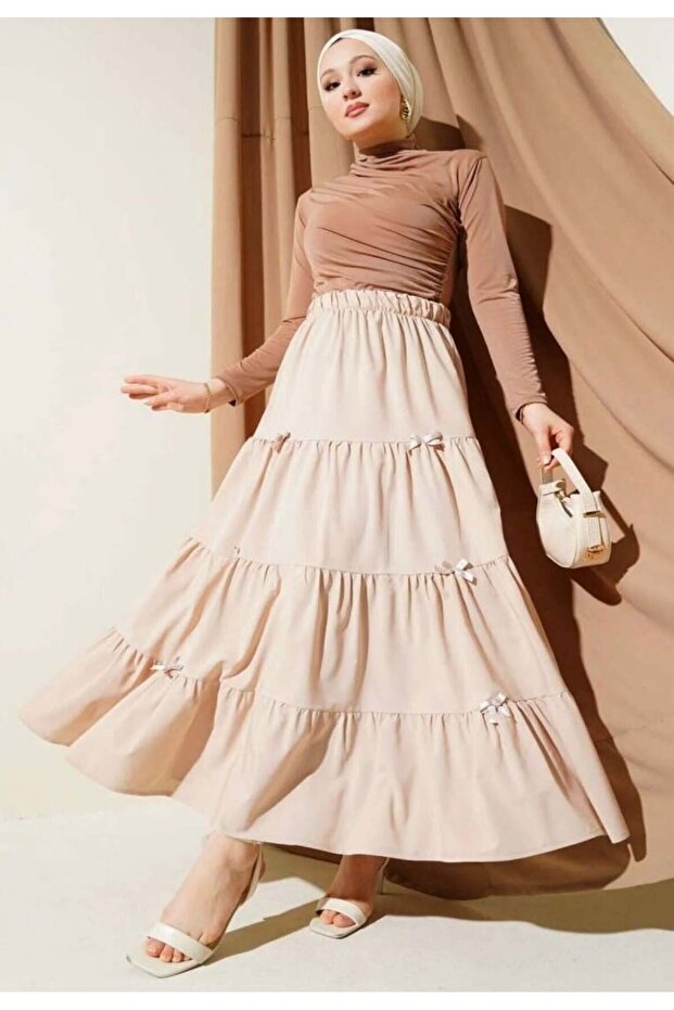 Women's Bow Detail Skirt Beige