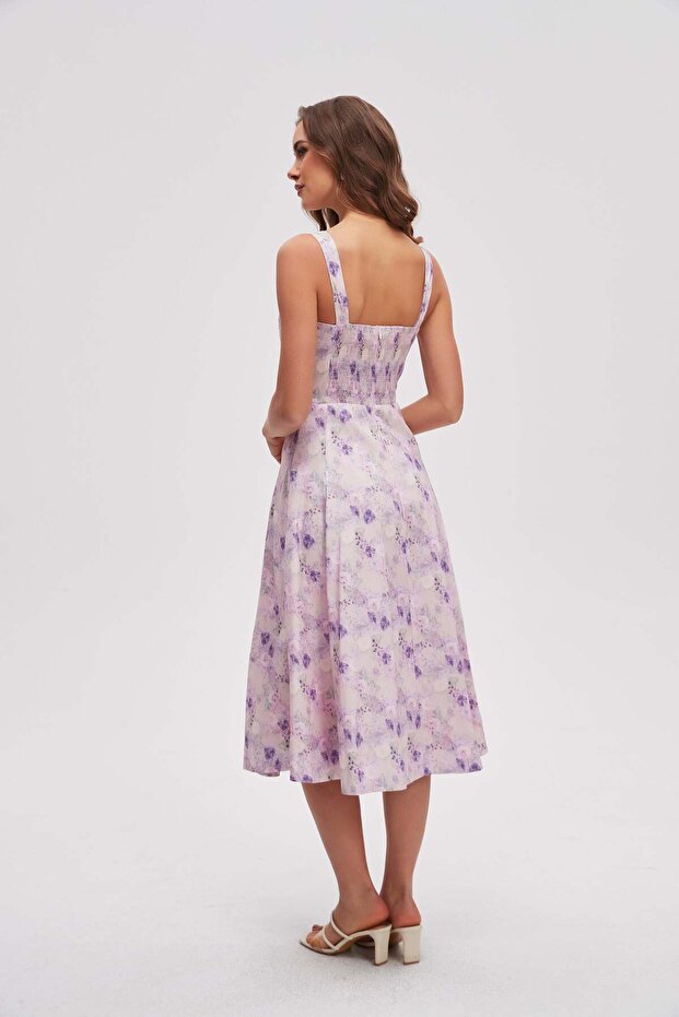 فستان ميدي بدون أكمام منقوش - 6