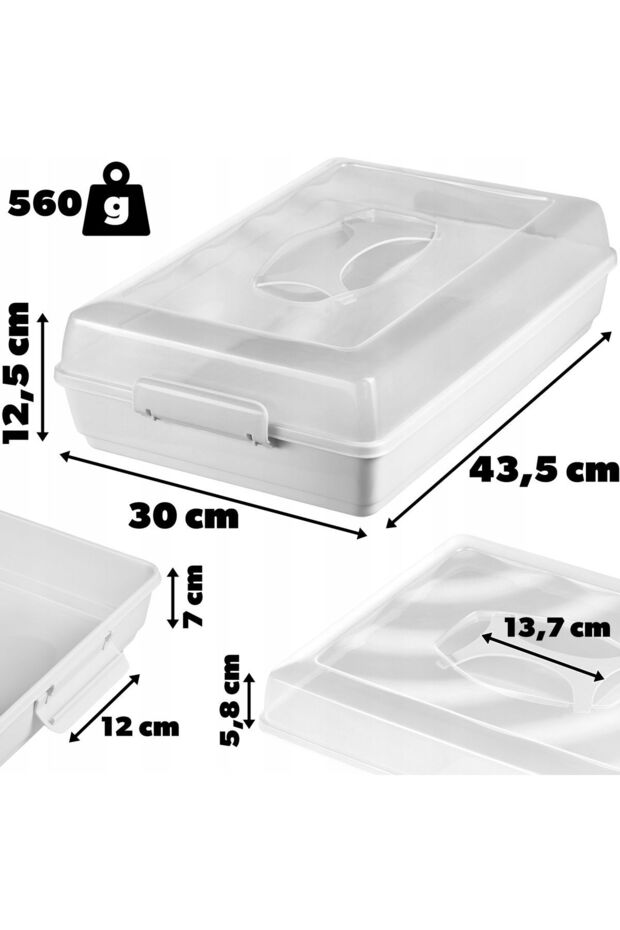 Rectangular Plastic Container for Cakes, Pastries, Cake Box, Large - 2