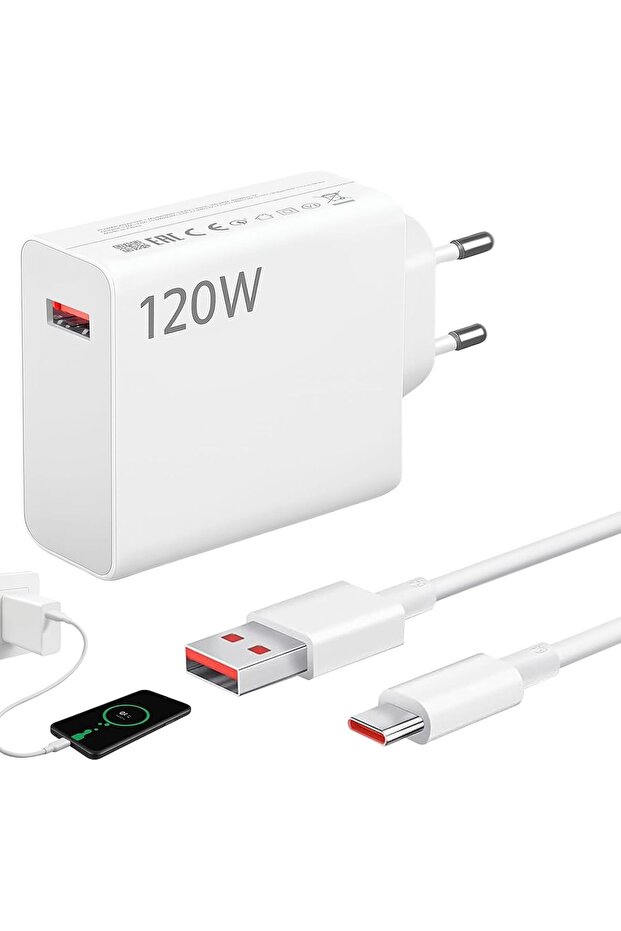 Xiaomi 120W Ultra-Powerful Fast Charger - 1.5m USB-C 6A Cable Included, Specially Designed for Xiaom