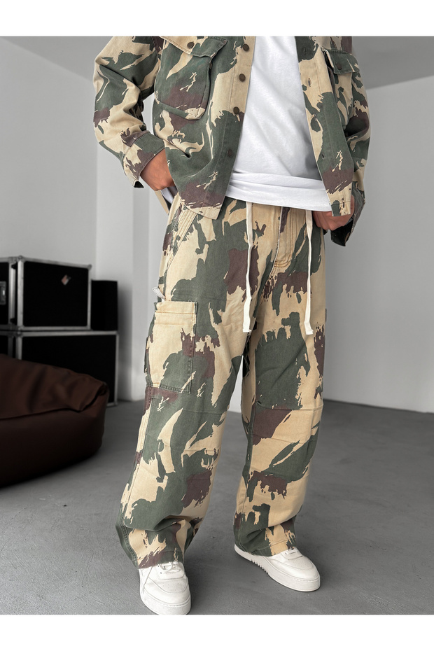 Yeşil Bej Kamuflaj Kargo Pantolon C-6576 - 2