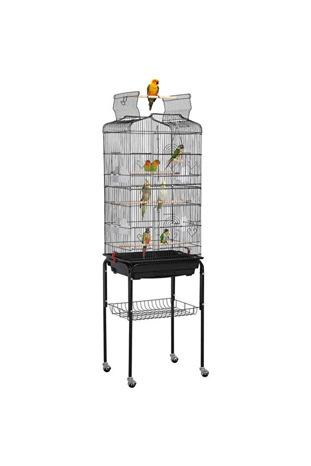 Bird Cage with Rolling Stand For Parakeets, Cockatiels & Budgies Detachable(Black)