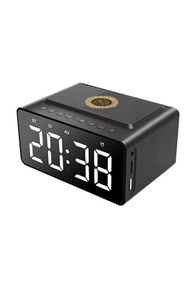 مكبر صوت القرآن الكريم Telawah SQ-808 مع ساعة أذان وبلوتوث - ساعة مكتبية إسلامية LED مع القرآن الكريم كاملاً