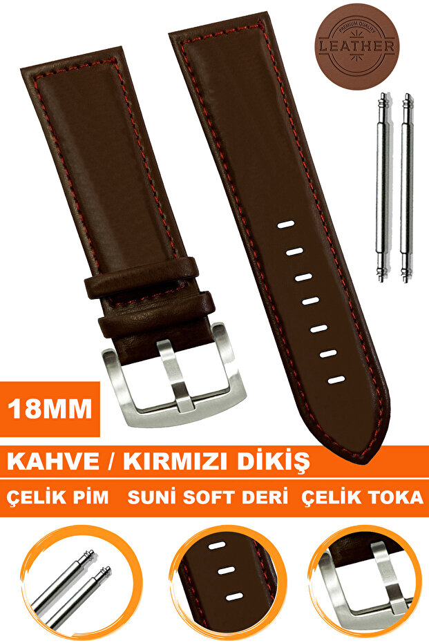 Soft Leather Watch Band Strap Compatible with 18mm Watches Al11Soft18Mm
