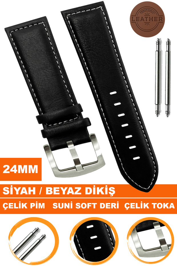 حزام ساعة ناعم جلد مم متوافق مع ساعات 24mm AL11SOFT24MM